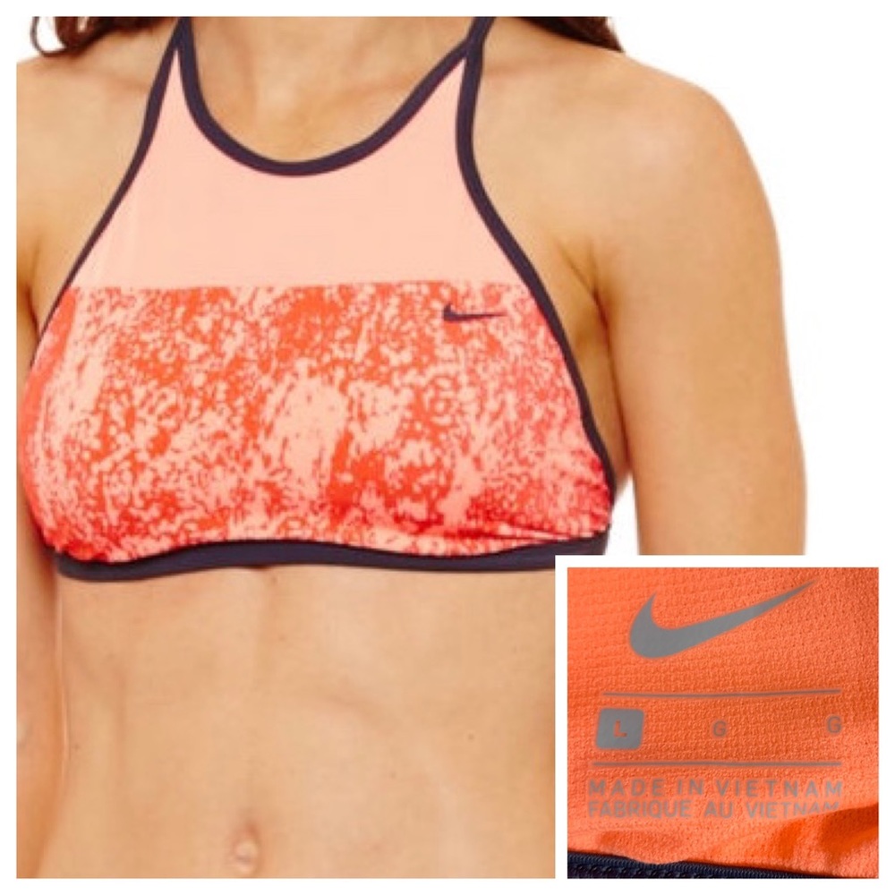 NWT Nike size large high neck orange swim top